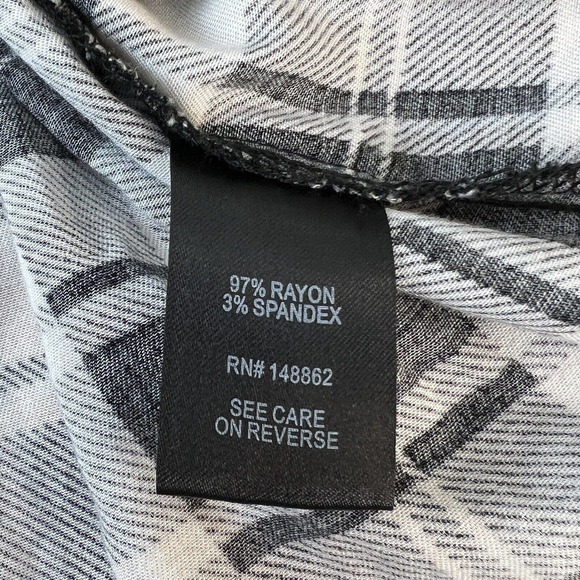 Torrid Dress Plaid Cream Black Peach Long Sleeve Henley Drawstring Waist Pockets - Picture 6 of 7